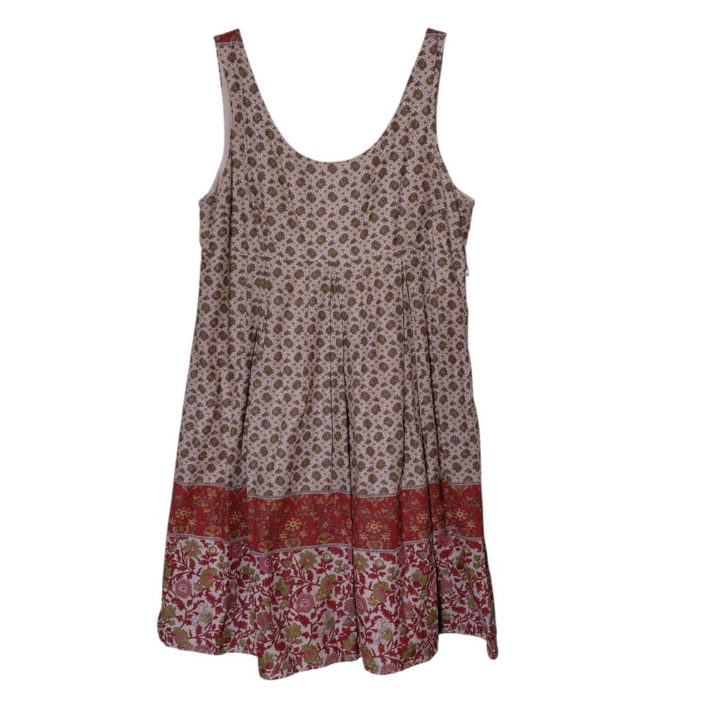 Faith Love Passion Floral Mini Sleeveless Boho Dress Earth Tones Sparkle Size 14